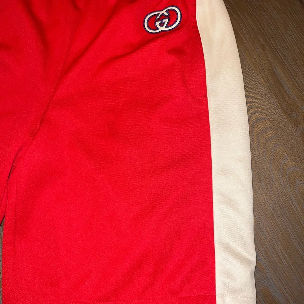 Gucci Red and White Athletic Shorts